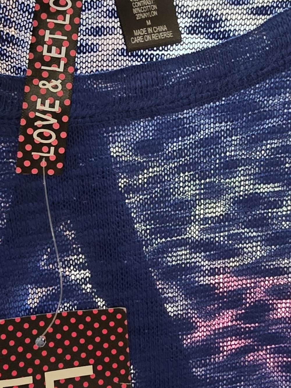 Love & Legend Women's Navy Knit Top with Pink Accents